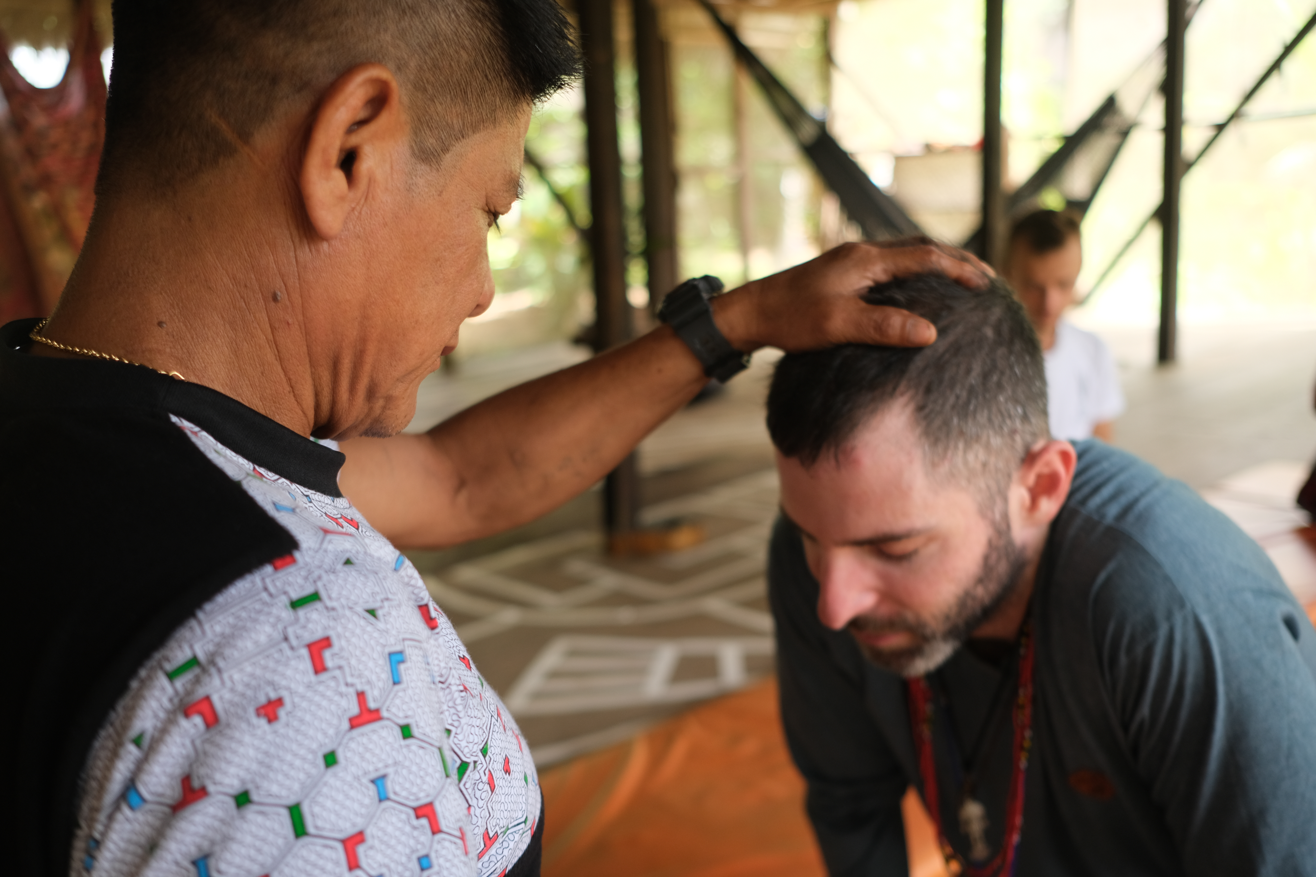 David Benson receiving a blessing, Peru